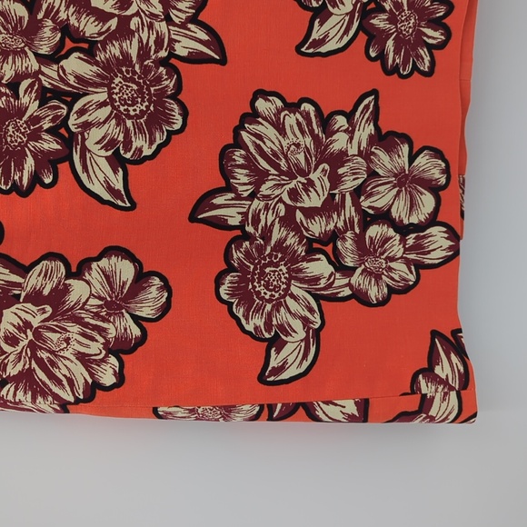 Anthropologie Maeve Salinas Floral Pencil Skirt Orange Cotton 4 Lined Slit Short - Picture 5 of 14